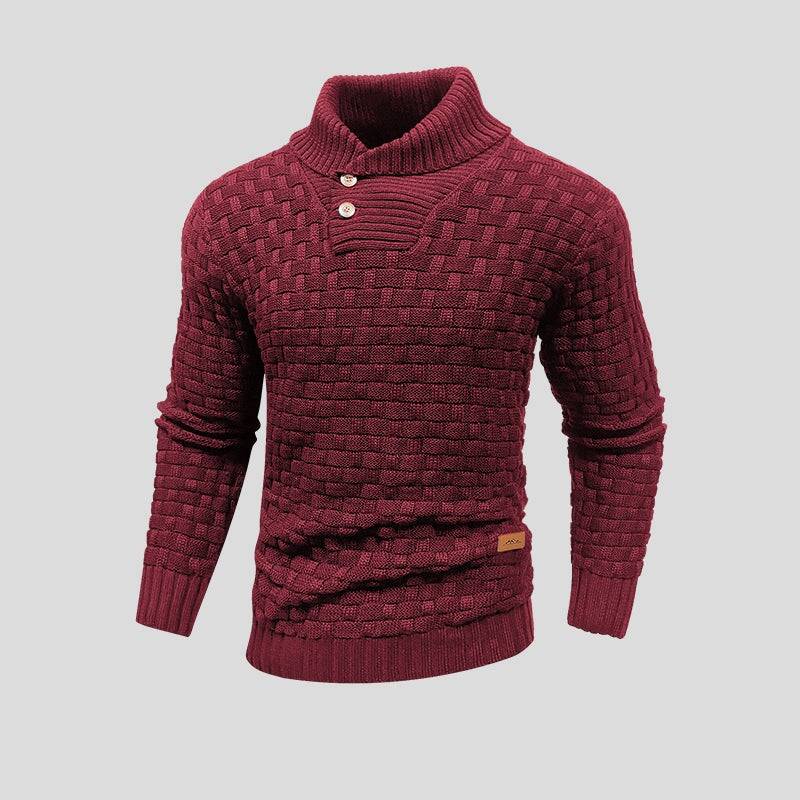 Buttoned Winter Sweater with Ribbed Cuffs and Collar - Armoire Melbourne