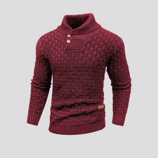 Buttoned Winter Sweater with Ribbed Cuffs and Collar - Armoire Melbourne