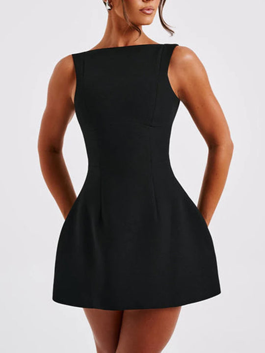 Women's Sophisticated Waist Backless Mini Dress