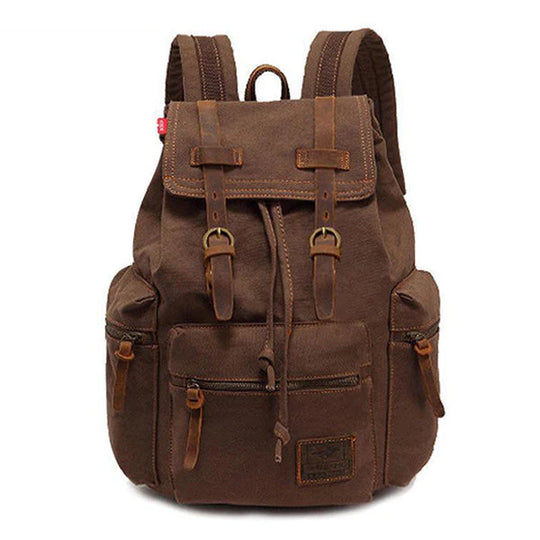 Canvas Multi-Pocket Flap Backpack for Men - Armoire Melbourne
