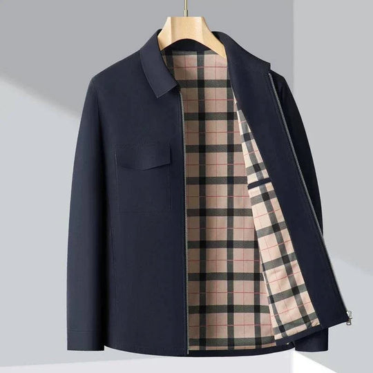 Checked Lined Zip Jacket with Tailored Collar - Armoire Melbourne