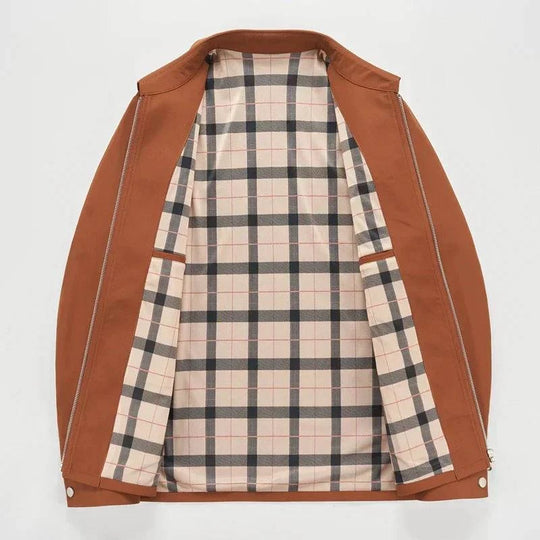 Checked Lined Zip Jacket with Tailored Collar - Armoire Melbourne