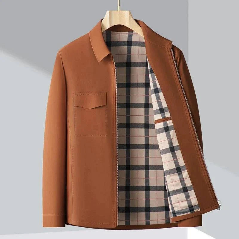 Checked Lined Zip Jacket with Tailored Collar - Armoire Melbourne