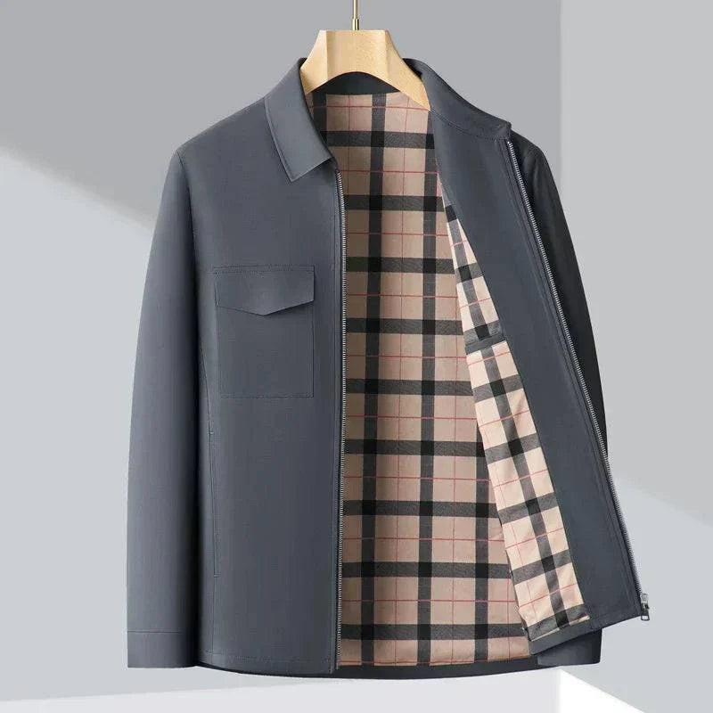Checked Lined Zip Jacket with Tailored Collar - Armoire Melbourne