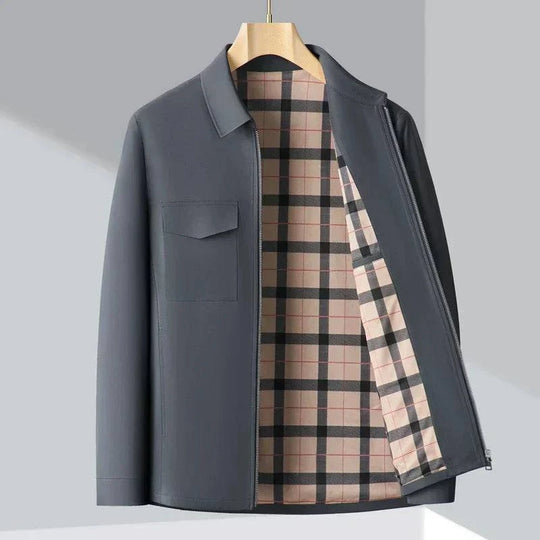 Checked Lined Zip Jacket with Tailored Collar - Armoire Melbourne