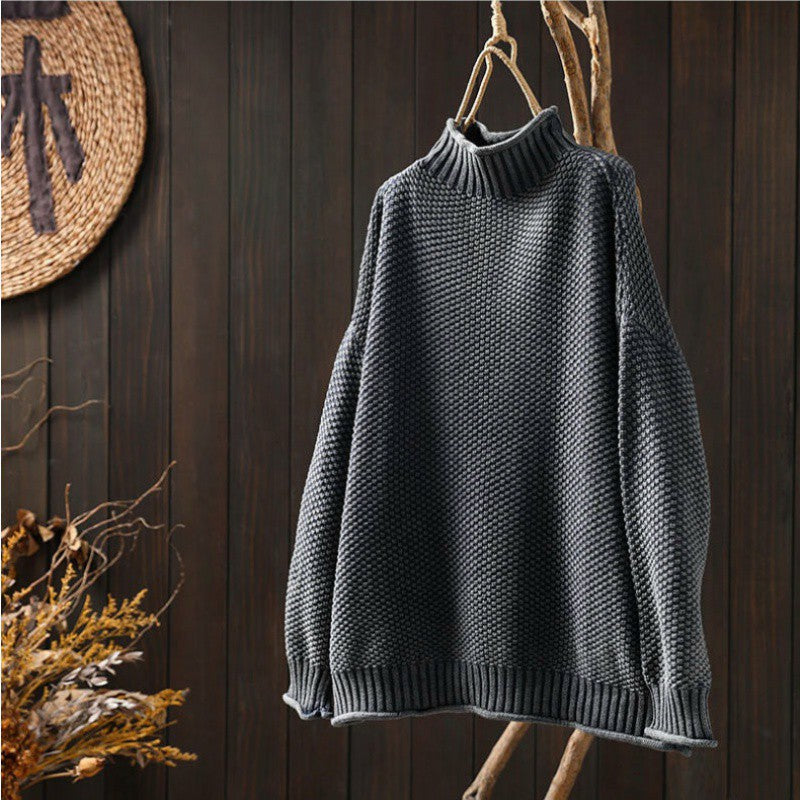 Cosy Knitted Sweater With High-Neck For Women