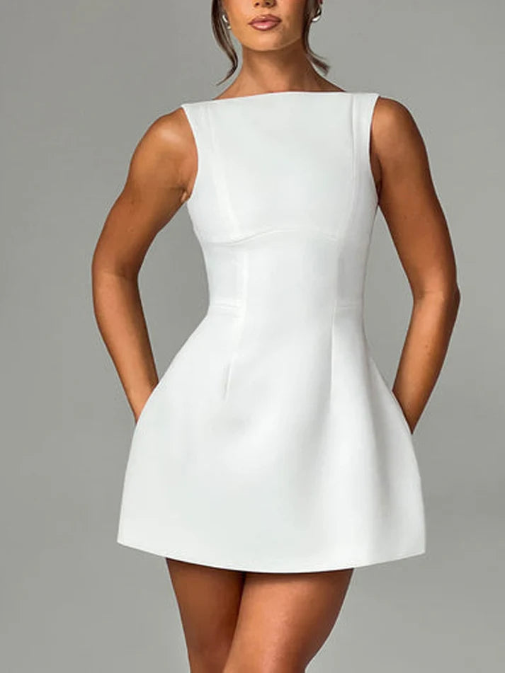 Women's Sophisticated Waist Backless Mini Dress