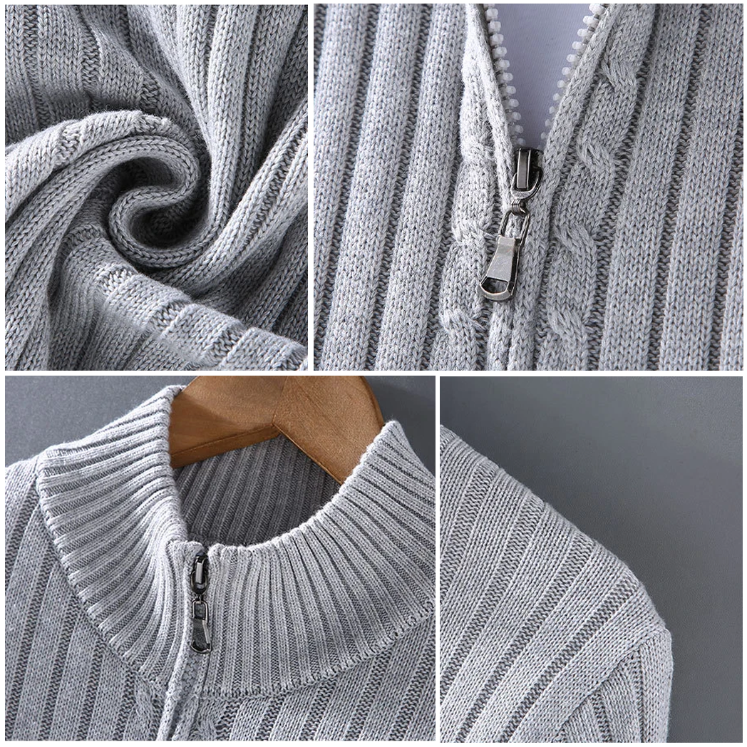 Classic Ribbed Knit Cardigan for Men