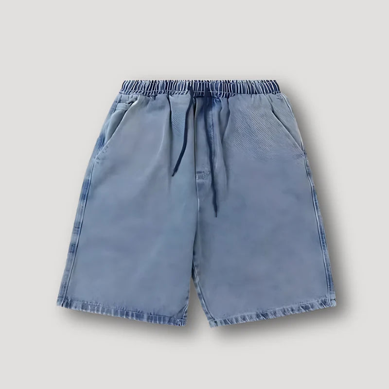 Stylish Vintage Washed Drawstring Baggy Denim Shorts for Men