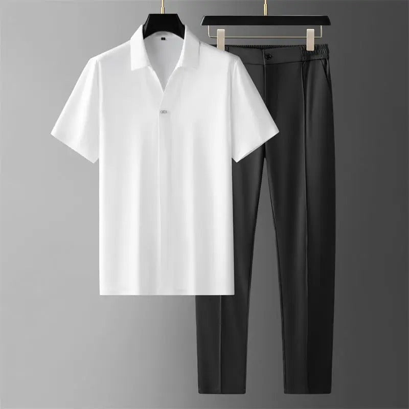 Strechy Polo & Pants Set for Men