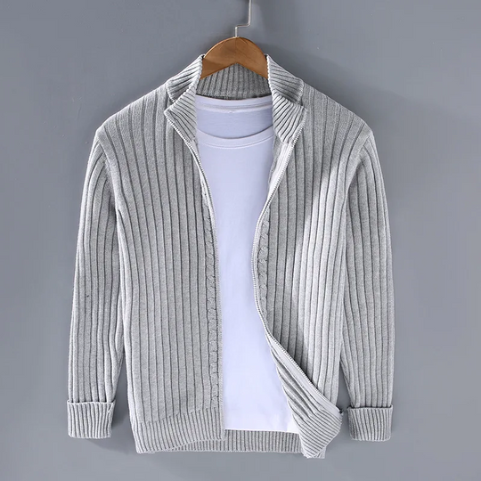 Classic Ribbed Knit Cardigan for Men