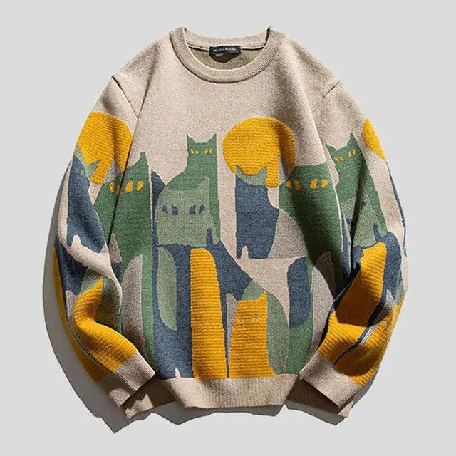 Men's Stylish Cat Sweater – Unisex Fit