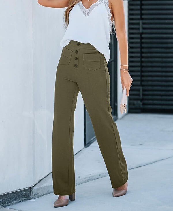 Women's High-waisted elastic casual pants