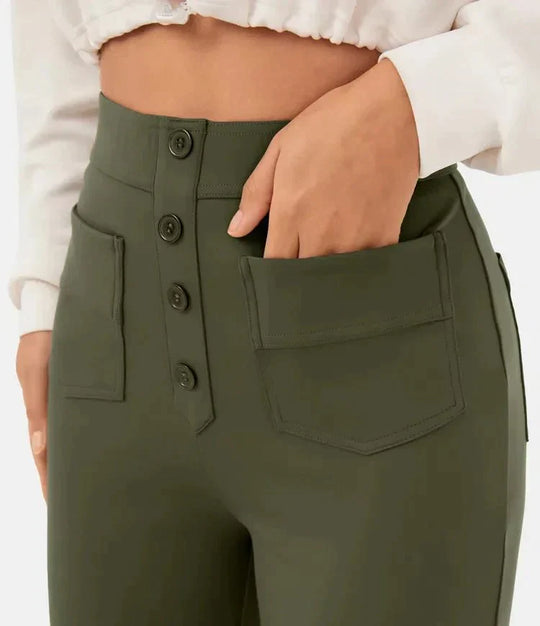 Women's High-waisted elastic casual pants