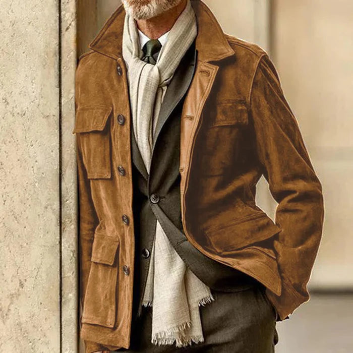 Men's Big Pocket Suede Jacket