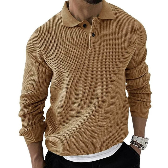 Men’s Lapel Knit Button Pullover Sweater