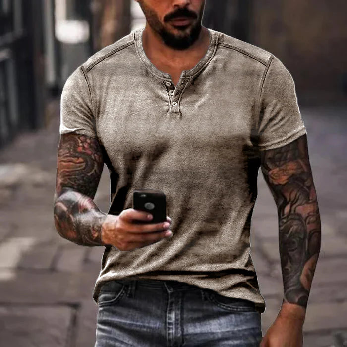 Men's Casual Henley Collar Short Sleeve T-Shirt