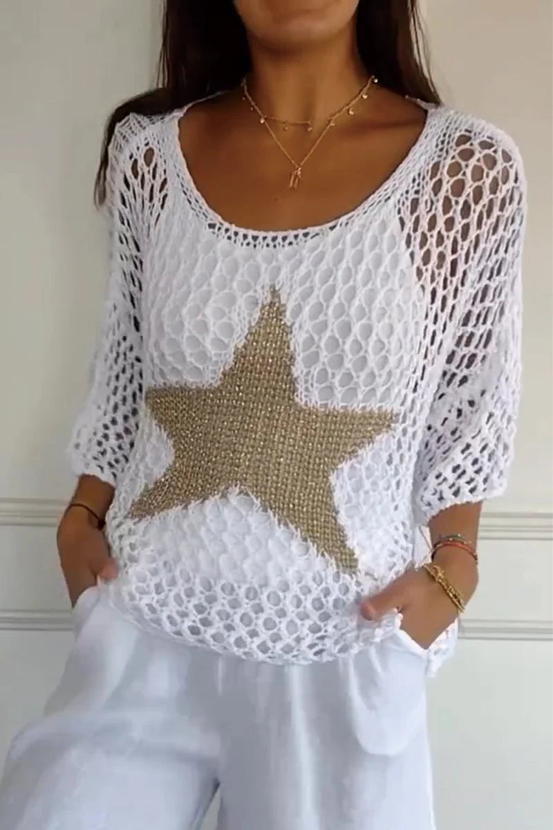 Elegant Knitted Stars Shirt for Women