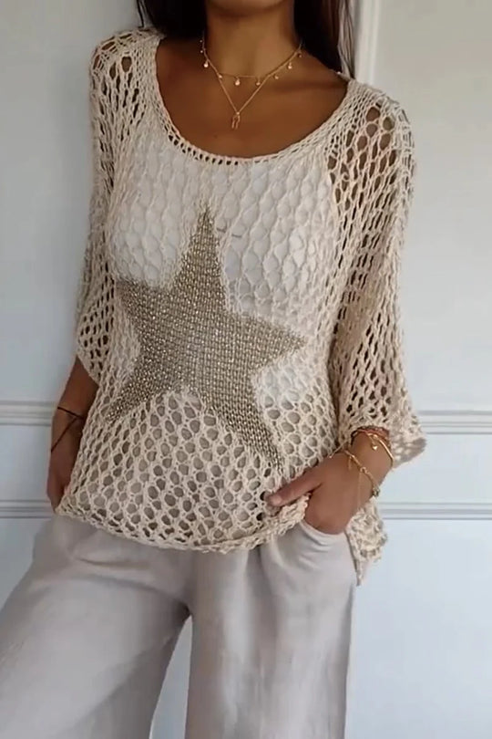 Elegant Knitted Stars Shirt for Women