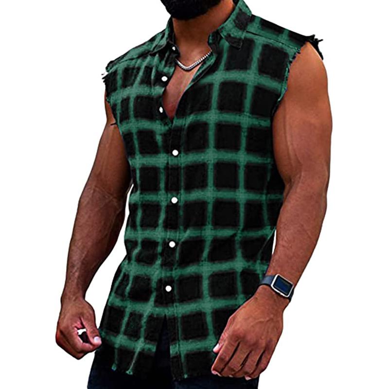 Men's Plaid Sleeveless Shirt