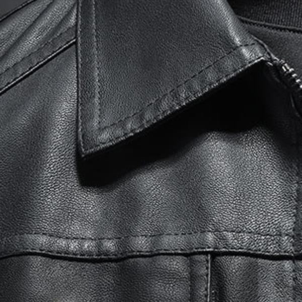 Men's Classic Lapel Leather Biker Jacket