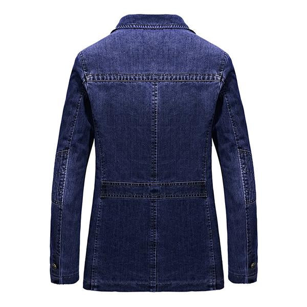 Men's Lapel Casual Single Breasted Denim Blazer