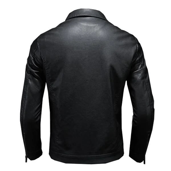 Men's Classic Lapel Leather Biker Jacket