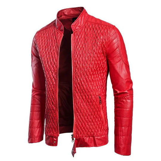 Men's Vintage Stand Collar Zip Leather Jacket