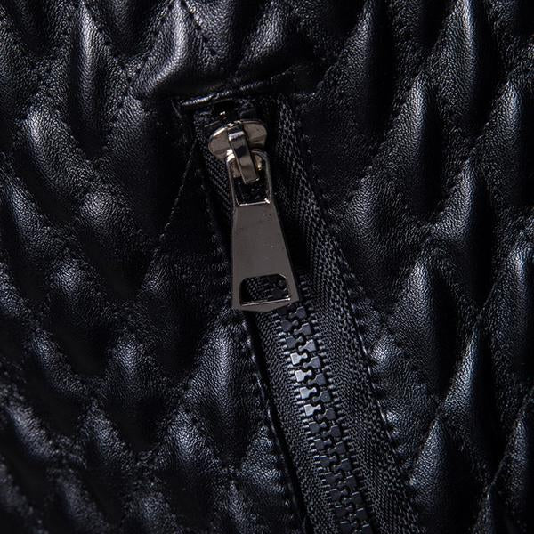 Men's Vintage Stand Collar Zip Leather Jacket - Armoire Melbourne