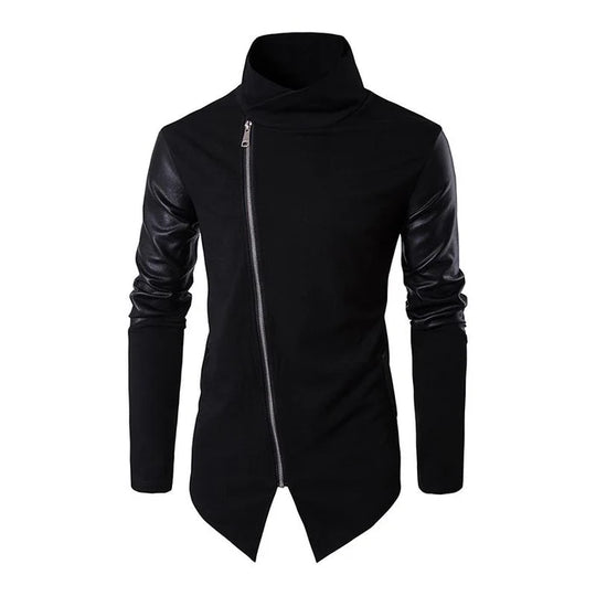 Men's Slim Mid-Collar Leather Jacket