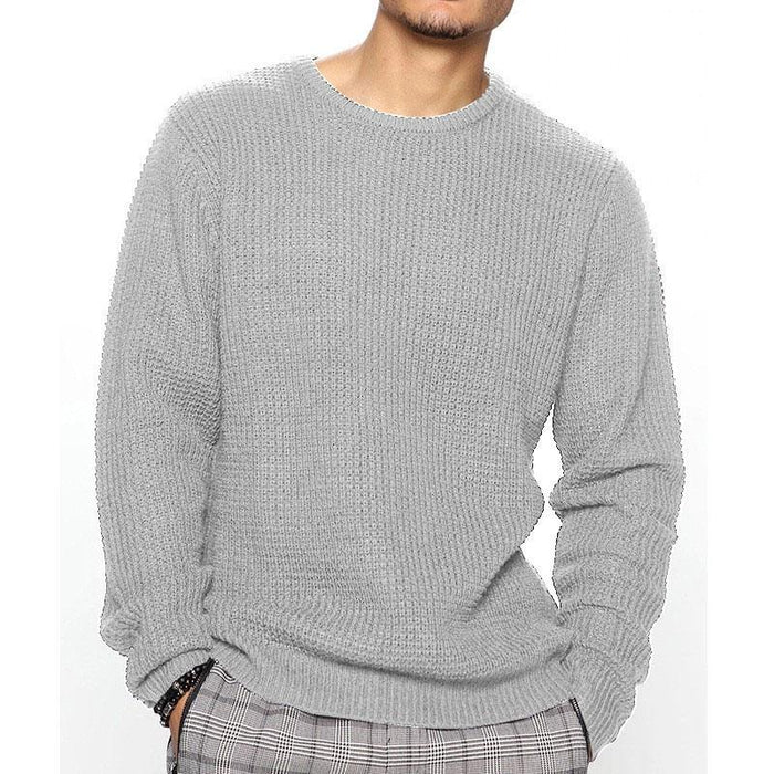 Men's Long Sleeve Round Neck Casual Loose Pullover Sweater