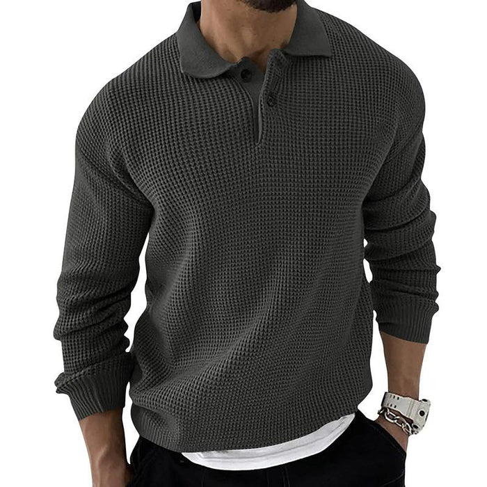 Men’s Lapel Knit Button Pullover Sweater