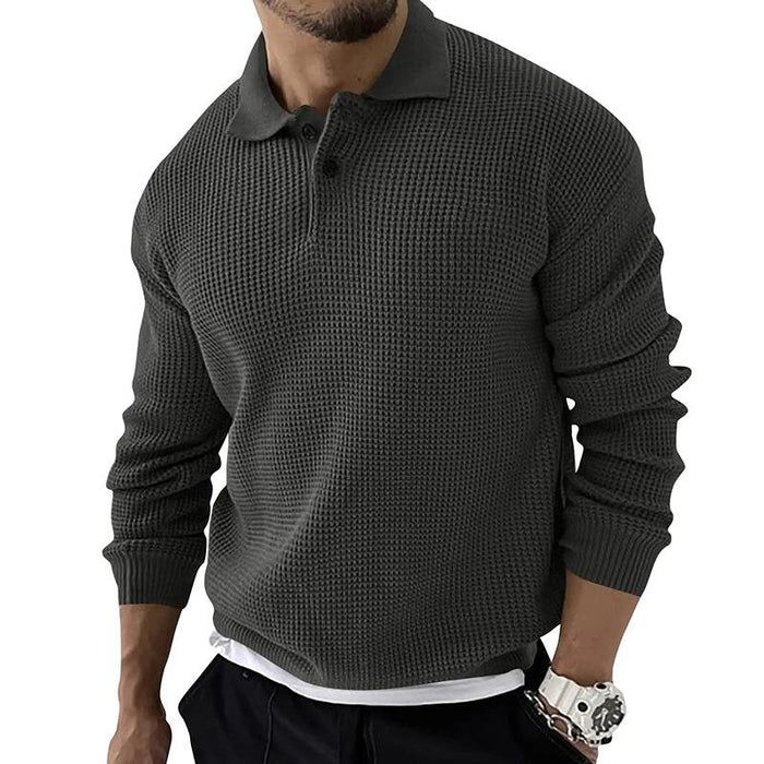 Men’s Lapel Knit Button Pullover Sweater