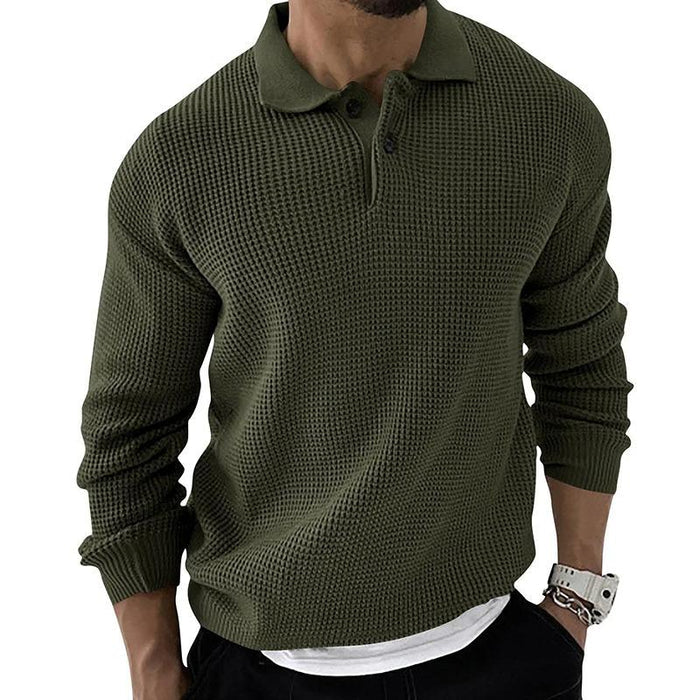 Men’s Lapel Knit Button Pullover Sweater