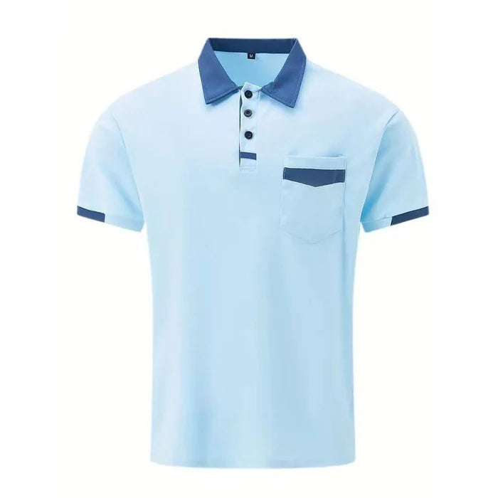 Men's Casual Color Block Pocket Polo Shirt