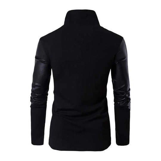 Men's Slim Mid-Collar Leather Jacket