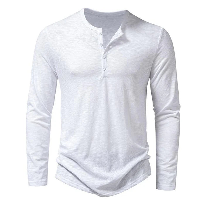 Men's Casual Henley Collar Solid Long Sleeve T-Shirt