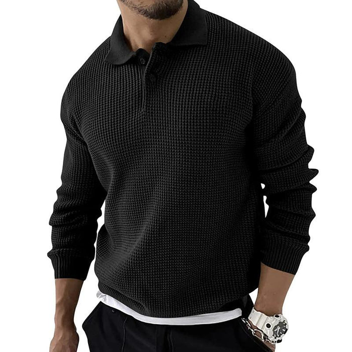 Men’s Lapel Knit Button Pullover Sweater