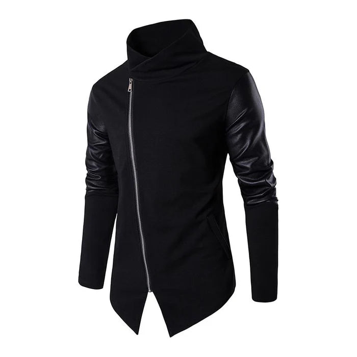 Men's Slim Mid-Collar Leather Jacket