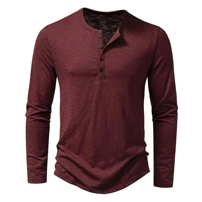 Men's Henley Collar Long Sleeve T-Shirt