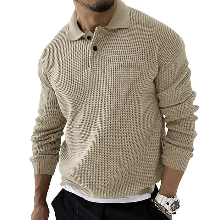 Men’s Lapel Knit Button Pullover Sweater