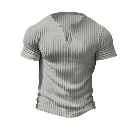 Men's Casual Stretch Knit Henley T-Shirt