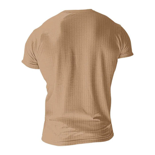 Men's Casual Stretch Knit Henley T-Shirt