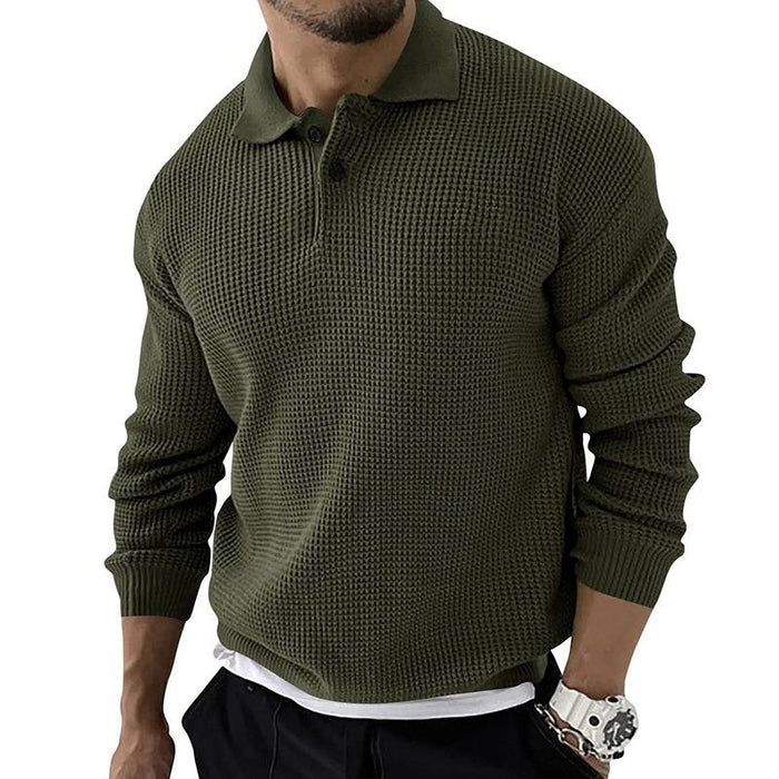 Men’s Lapel Knit Button Pullover Sweater