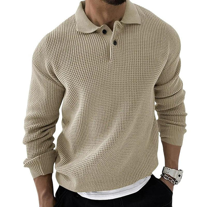 Men’s Lapel Knit Button Pullover Sweater