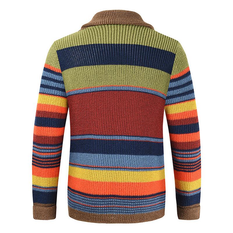 Colorblock Lapel Sweater For Men