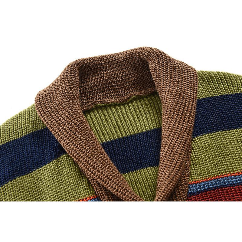 Colorblock Lapel Sweater For Men