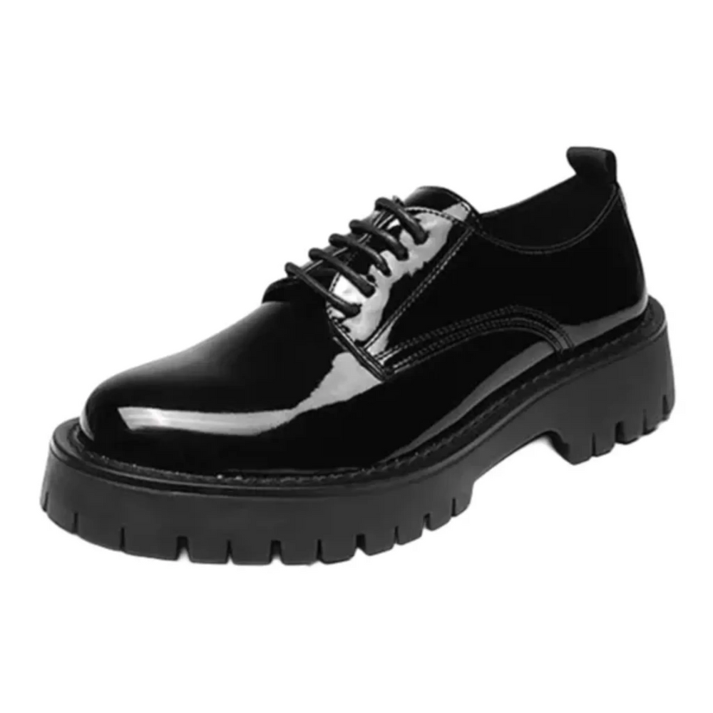 Patent Leather Platform Lace-Up Shoes