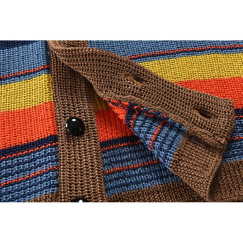 Colorblock Lapel Sweater For Men