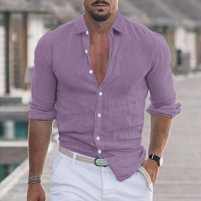 Men's Casual Linen Blend Button-Up Shirt - Armoire Melbourne